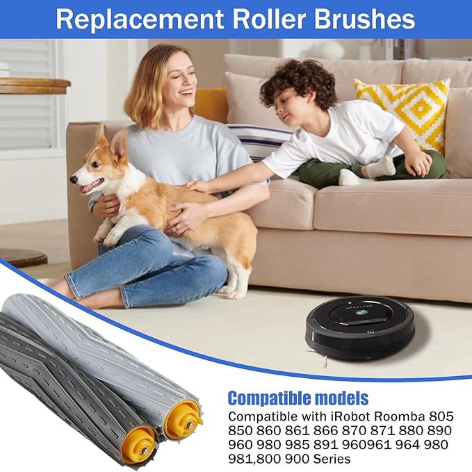 Roller Brushes for Roomba 805 850 860 861 866 870 871 880 890 960 980 985 891 960 961 964 980 981,800 900 Series Vacuum Cleaners 2 Pack