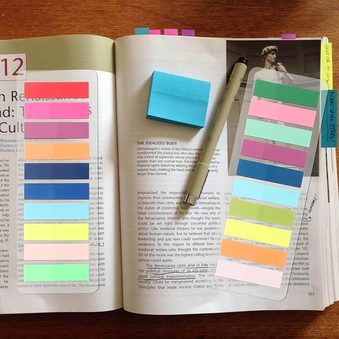 2400Pcs Sticky Tabs Book Tabs, Translucent Sticky Notes, Repositionable Book Markers, Morandi Book Flags Strip, Writable Book Annotation Supplies, Page Tabs, File Index Tabs (2400)