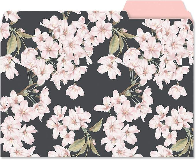 Current Charcoal & Coral File Folders Value Pack - Bulk Set of 24, 6 Pretty Decorative Designs, 1/3 Cut Tabs, Heavy-Duty Paper Stock, Office Supplies for Home & Work, 9-½” x 11-¾” Letter Size