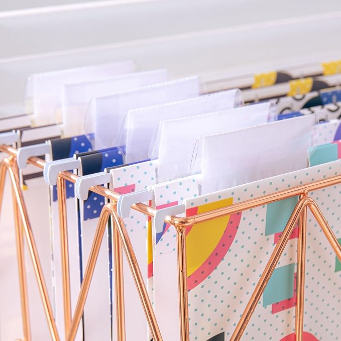 6 Pack Hanging File Folder Letter Size Reinforced Hanging Folders with 1/5-Cut Adjustable Tabs File Folders for Filing Cabinet Organizer for Office Home, Memphis Design