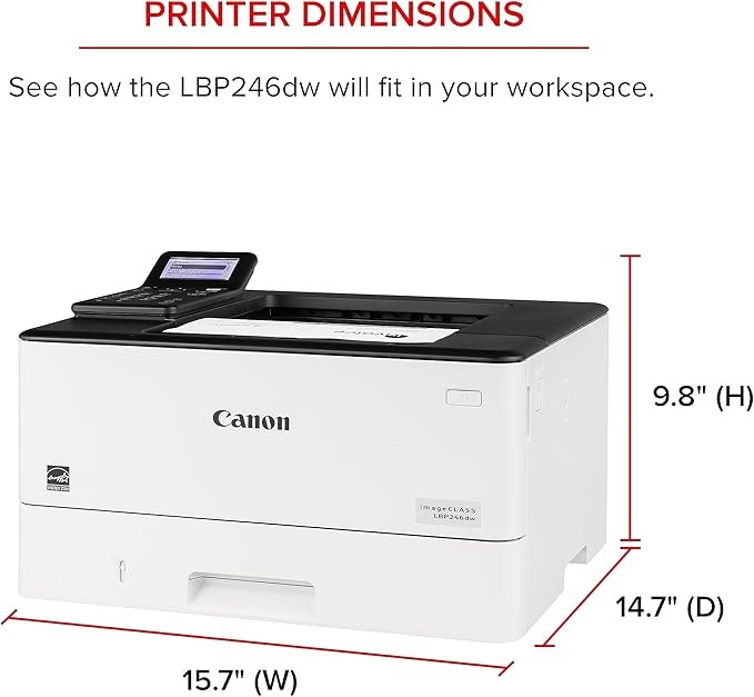 Canon imageCLASS LBP246dw - Monochrome Duplex, Wireless Laser Printer, Single Function, Mobile Ready, with 1 Year Limited Warranty, 42 PPM, White