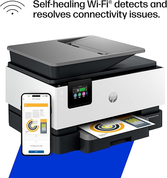 HP OfficeJet Pro 9125e Wireless All-in-One Color Inkjet Printer, Print, scan, copy, fax, ADF, Duplex printing best-for-office, 3 month Instant Ink trial included, AI-enabled (403X0A)