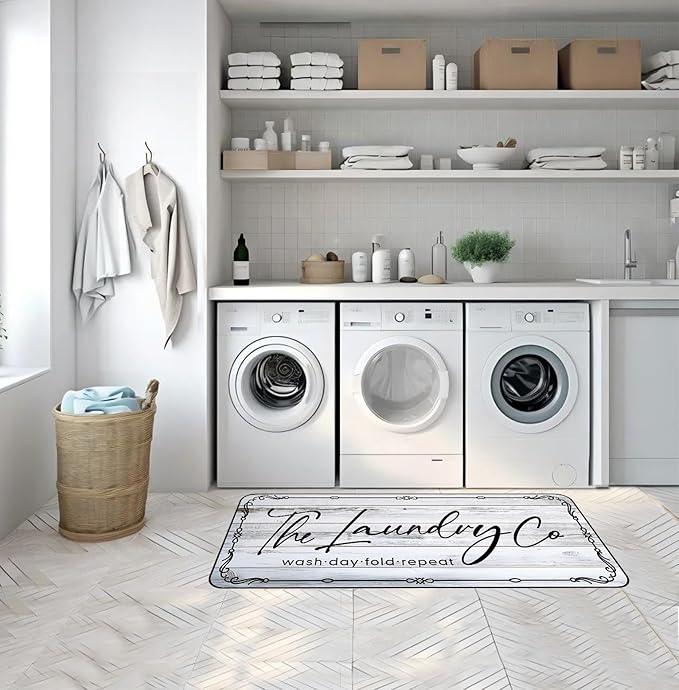 Laundry Room Rug Runner 24"X72" Non Slip Farmhouse Mats Organization and Washable Floor Long Rugs for Laundry Room Accessories Mudroom Kitchen Bathroom Area Rugs Decor