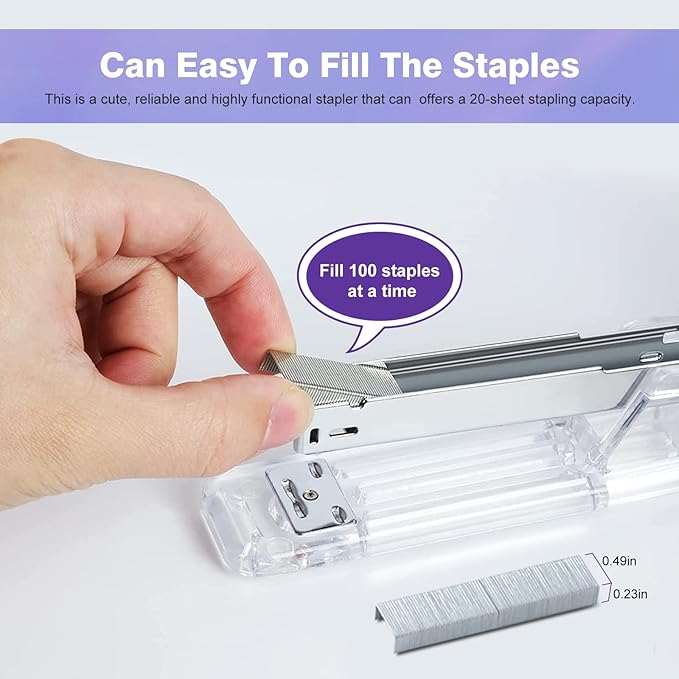 Pasted Diamond Crystal Handmade Bling Dazzling Stapler for Office, School, or Home (White&AB)