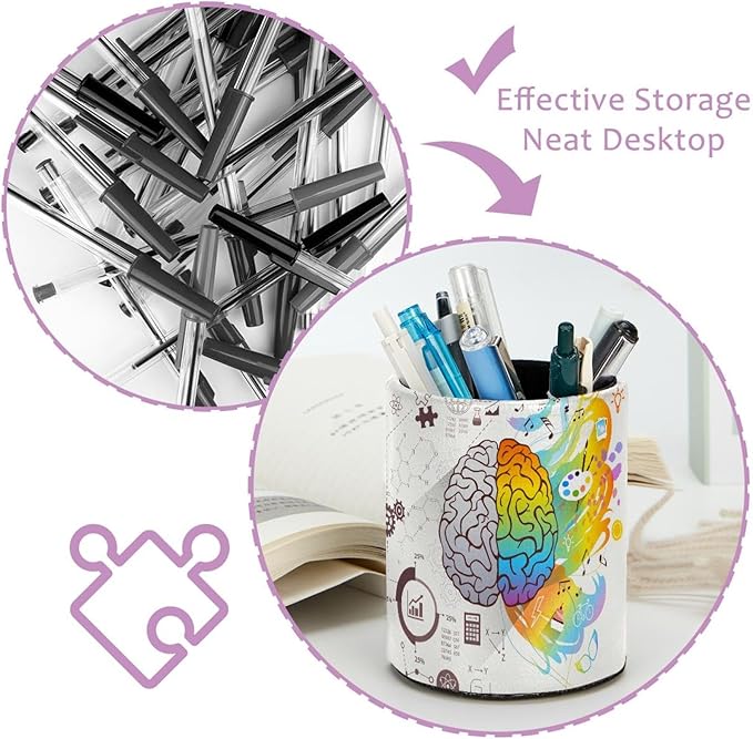 Pen Holder for Desk, Brain with knowledge Pencil Holder Pen Cup Marker Holder Makeup Brush Holders, Desk Accessories & Workspace Organizers for Home, School & Office