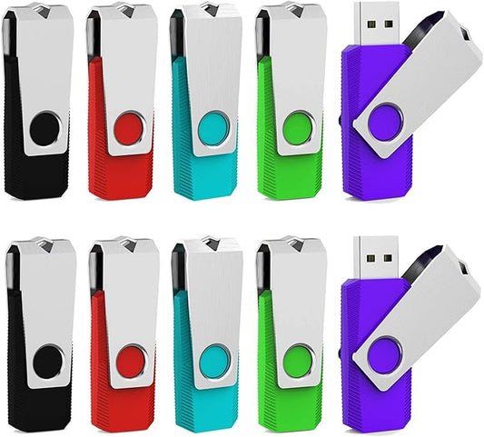 Aiibe 64GB Flash Drive 10 Pack 64 GB Thumb Drive Bulk USB Flash Drives 64GB USB 2.0 PenDrive Zip Drives 64G 64GB USB Drive Multipack