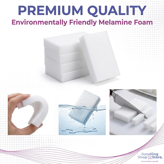 Melamine Sponge- Cleaning Pads 30 Count, High Density, Scratch Free Sponges (3.93in X 2.36in X 0.78in) for Kitchen, Bathroom, Tiles, Walls & Multi-Surface Cleaning