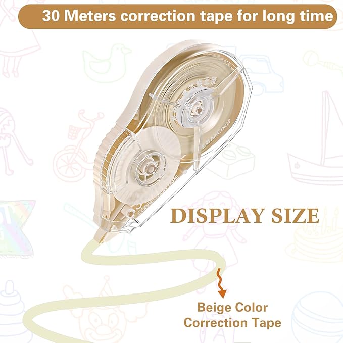 Zonon Correction Tape Cream Color Beige Corrective Tape Eraser 100 Feet Long for School Office Supplies Crafting, Note Taking, Journal, Case Color May Vary(2 Pieces)