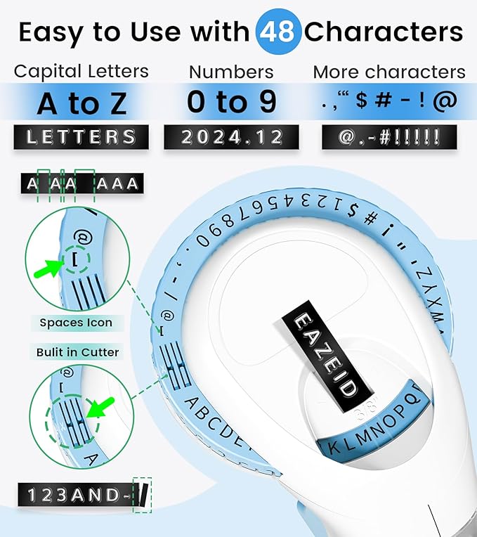 Label Maker Machine with Tapes Embossing, 3D Embossed Label Maker Vintage, Retro Embosser Manual Labeler Machine with 3Rolls Embossing Labels-Waterproof, Old School Labeler for Home Kitchen Office DIY