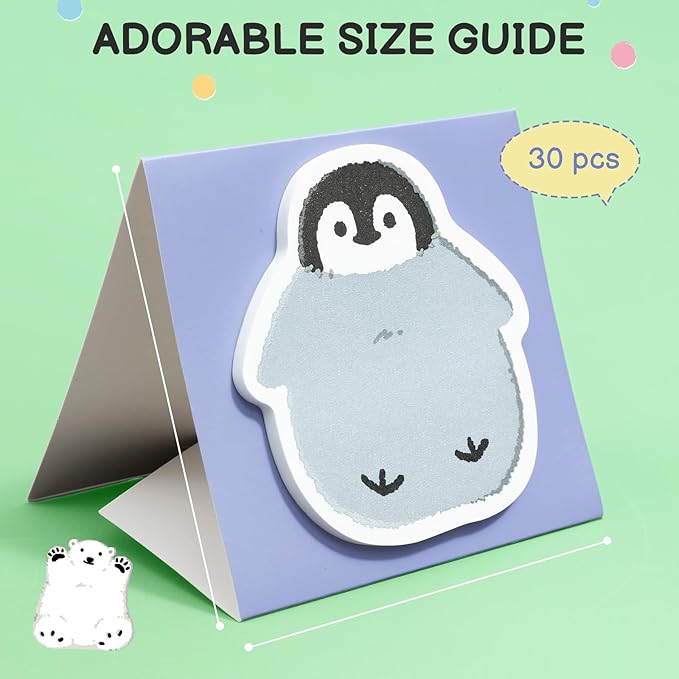 M&G Chubby Animal Sticky Notes, 4 Pads 120 Sheets, 3 x 2 Inch Cute Cartoon Memo Pads, Foldable Stand Self-Stick Notes for School Office Home