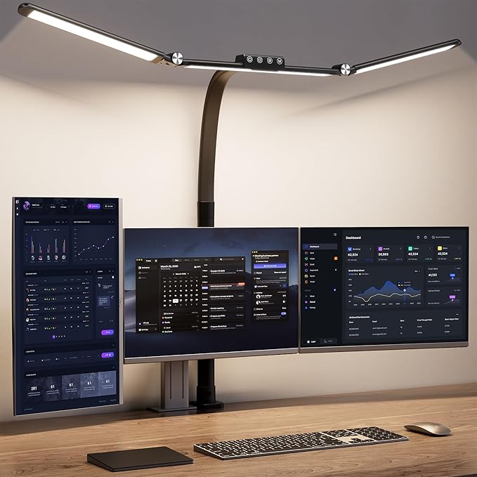 Large Desk Lamps for Home Office, 39.3" Architect Desk Lamp with Clamp, 24W Ultra Bright LED Desk Light Stepless Dimming Eye-Caring Office Desk Lamp for Study Work