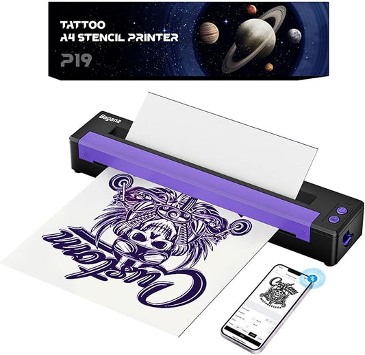 Bagana Tattoo Stencil Printer, Bluetooth Thermal Wireless Portable Temporary Tattoo Transfer Printer Machine Kit Compatible with Tablet,Smartphone & PC