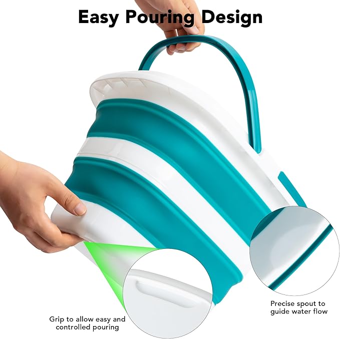 2 Pack Collapsible Mop Bucket, 16L(4.2 Gal) Plastic Bucket for House Cleaning, Car Washing, Silicone Cleaning Supplier Organizer, Portable Basket with Handle for Laundry Storage, RV Camping, Fishing
