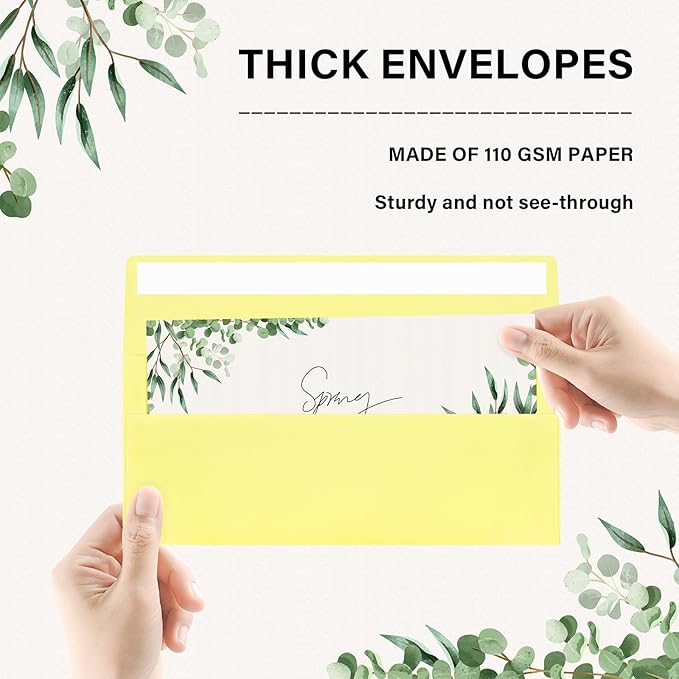 200 Pack #10 Business Envelopes, Self Seal Standard Light Yellow Envelopes for Secure Business & Legal Mailing, Office, Checks, Letter, Invoices, 4 1/8 x 9 1/2 Inches