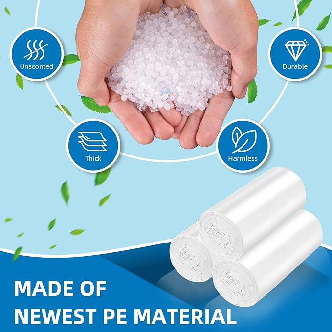 8 Gallon White-Trash-Bags Unscented Tall Kitchen - Large Plastic Garbage Bag With Handles 60Counts Recycling Office Car Medium Waste Basket Can Liner Thick Strong Acqkunlo