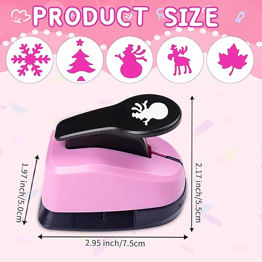 Christmas Hole Punch Set, 1 Inch Paper Craft Punches - 5pc Lever Action Punch for Scrapbooking