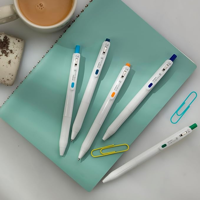 Zebra Pen Sarasa R Retractable Gel Pen, Extra Fine Point 0.4mm, School & Journaling Supplies, Rubber Grip, Binder Clip, Black Water-Resistant Ink, 12-Pack (47710)