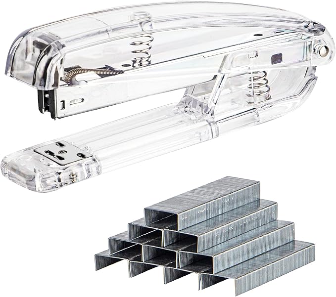 Transparent Acrylic Stapler - Silver, Modern Style for Office