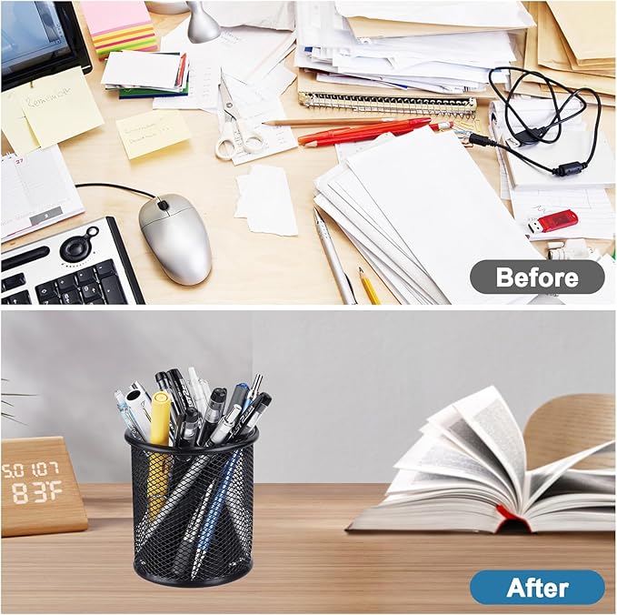 Marte Vanci Mesh Pencil Holder Pen Holder for Desk Metal Pencil Cup Holder Desktop Pencil Marker Brush Organizer for Home Office Multicolor 4 Packs