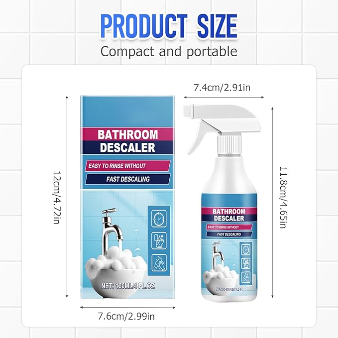 Bathroom Descaler Foam Cleaner, 2025 New Bathroom Descaler, Stubborn Stains Cleaner, All Purpose Bathroom Cleaner Spray for Home Kitchen, 4Floz/120ml (3)