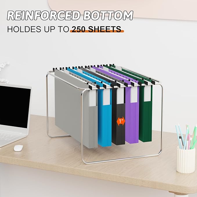 Plastic Legal Size Hanging File Folders,Heavy Duty 1 Inch Expansion with Adjustable Tabs,12 Pack Reinforced Legal Expandable Hanging Folders,Filing Cabinet Folder for Bulky Files-Colorfu