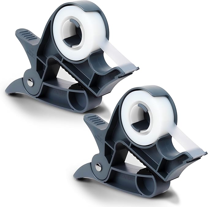 Wrap Buddies Tabletop Gift Wrapping Tool, 2 Clamps - Gift Wrap Clamp with Tape Dispenser for Easier Gift Wrapping This Holiday - Slate Grey