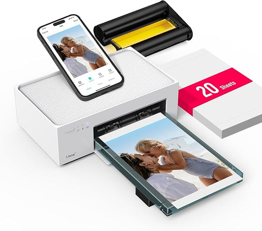 Liene M100 4x6'' Photo Printer, Wi-Fi Picture Printer, 20 Sheets, Full-Color Photo, Instant Phone Printer for iPhone, Android, Smartphone, Thermal Dye Sublimation, Portable Photo Printer for Home Use