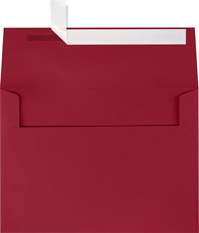 LUXPaper A7 Invitation Envelopes | Peel & Press | 5 1/4" x 7 1/4" | Garnet Red | 80lb. Text | 250 Qty