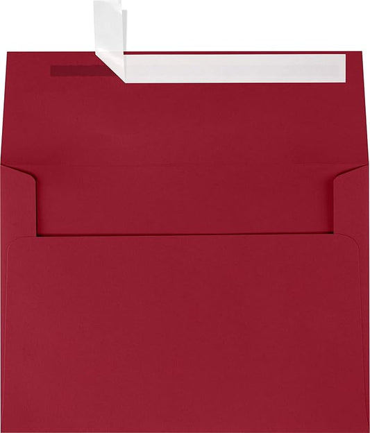 LUXPAPER A7 Invitation Envelopes for 5 x 7 Cards in 80 lb. Garnet, Printable Envelopes for Invitations, w/Peel and Press Seal, 1000 Pack, Envelope Size 5 1/4 x 7 1/4 (Red)