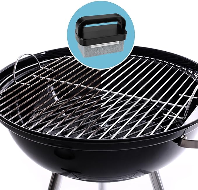 Powerstone Pumice Grill Stone Cleaning Block with Handle Set - Includes 2 Handles, 6 Pumice Stones for Cleaning Oven, Griddle, BBQ Grates, Stove, Flat Tops, Cookware, & Pans