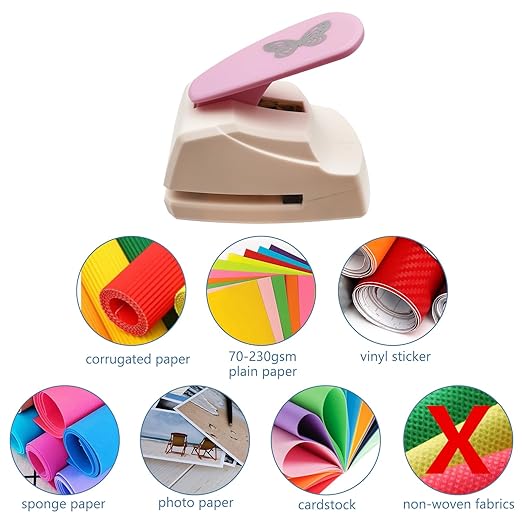 Craft Punch Shapes, Paper Cutter Hole Puncher for Kids, Paper Crafting, Scrapbooking, Card Making, DIY Confetti, Gift Tags, Memory Books (1, Random Color - Butterfly A, 1-3/4'')