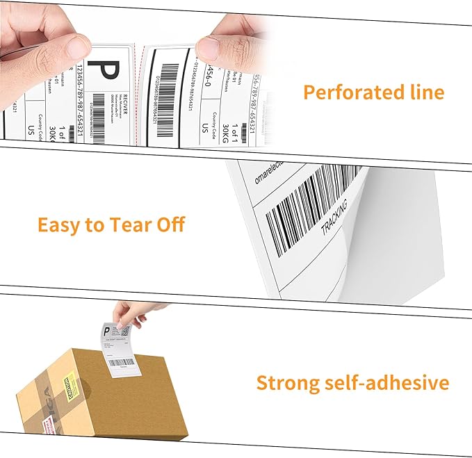 FungLam 4"x6" Thermal Shipping Labels, 8000 Fanfold Adhensive Mailing Labels for Munbyn, Rollo, Polono Direct Thermal Printers, (8 Stack)
