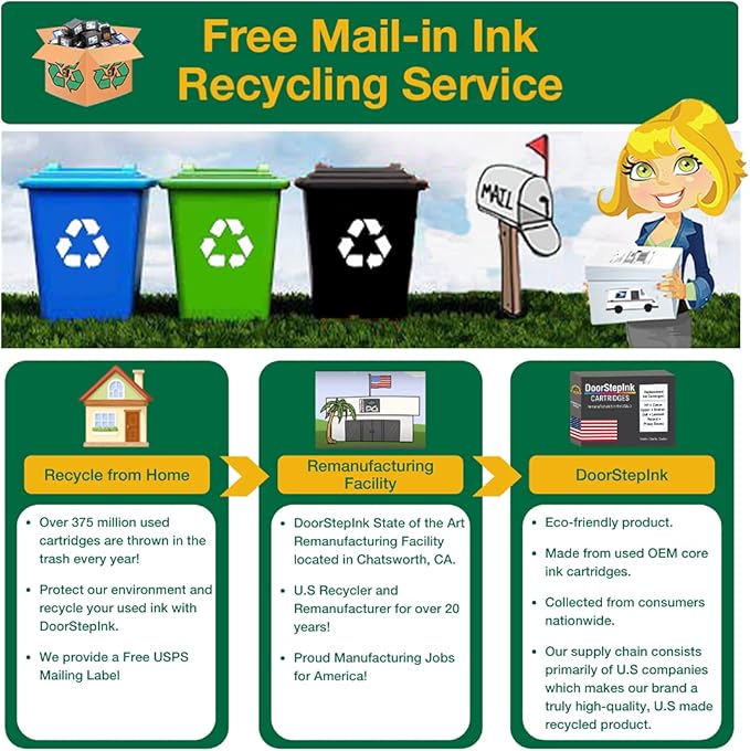 DoorStepInk 67XXL Black Remanufactured Combo 2 Pack Ink Cartridge Replacement for 67XXL–Compatible with HP Ink 67 XXL Printers – 67 XXL hp Ink Cartridge for HP Printers, DeskJet 2724 2725 2755e 4155