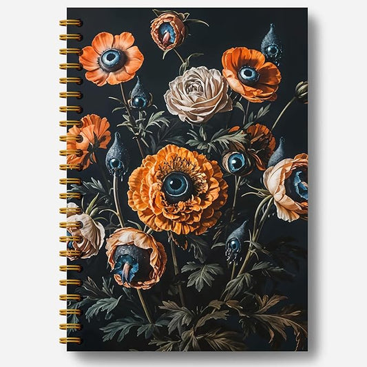 Gothic Notebook Journal, Witchy Journal Notebook, Vintage Dark Academia Floral Evil Eyes Notebook Journal, Macabre Gifts, Journal Notebooks for Note Taking, Spiral Notebook 5.5x8.3 Inch