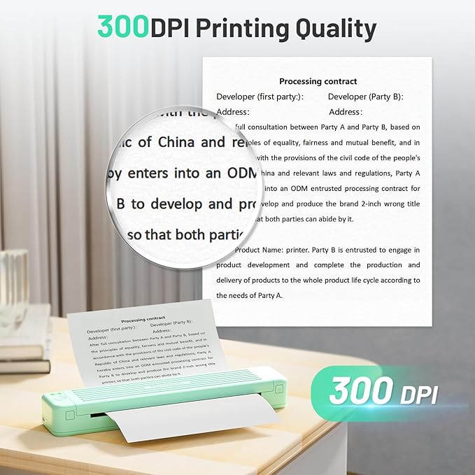 Phomemo P831 Portable Printers Wireless for Travel - 300 DPI Bluetooth Thermal Printer Support 8.5x11 US Letter & A4 Regular Copy Paper, Inkless Printer Compatible with Mobile & Laptop for Home Office