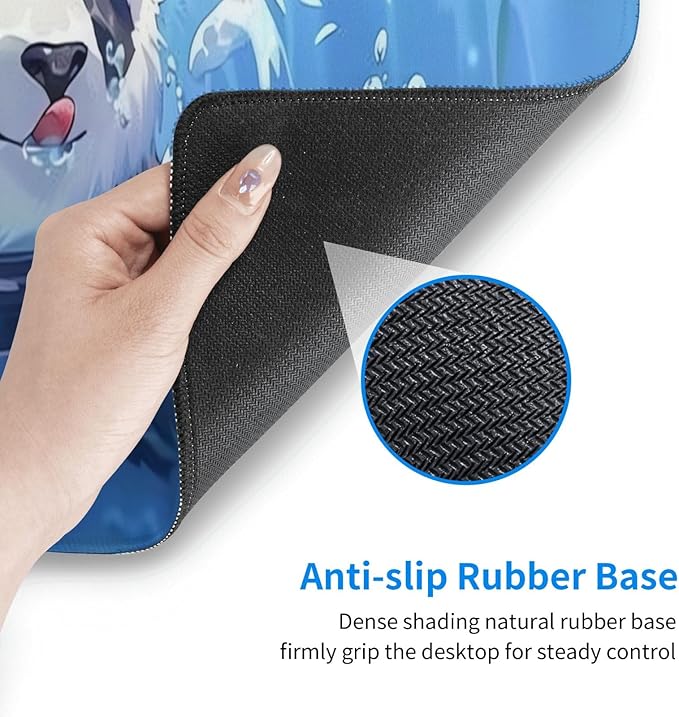 Cute Big Panda Gaming Mouse Mat Extended Large XL Mouse Pad Desk Mat Non-Slip Rubber Mice Pads Stitched Edges for Office and Home,31.5 X 11.8 X 0.12 Inches