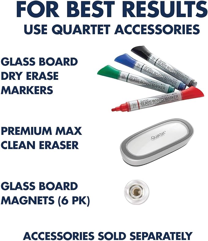 Quartet Whiteboard, Glass Dry Erase Board, Magnetic, 6' x 4', Brilliance High Contrast White Glass, Frameless Mounting, Accessory Tray, 1 Dry Erase Marker and 2 Glass Board Magnets (G27248W)