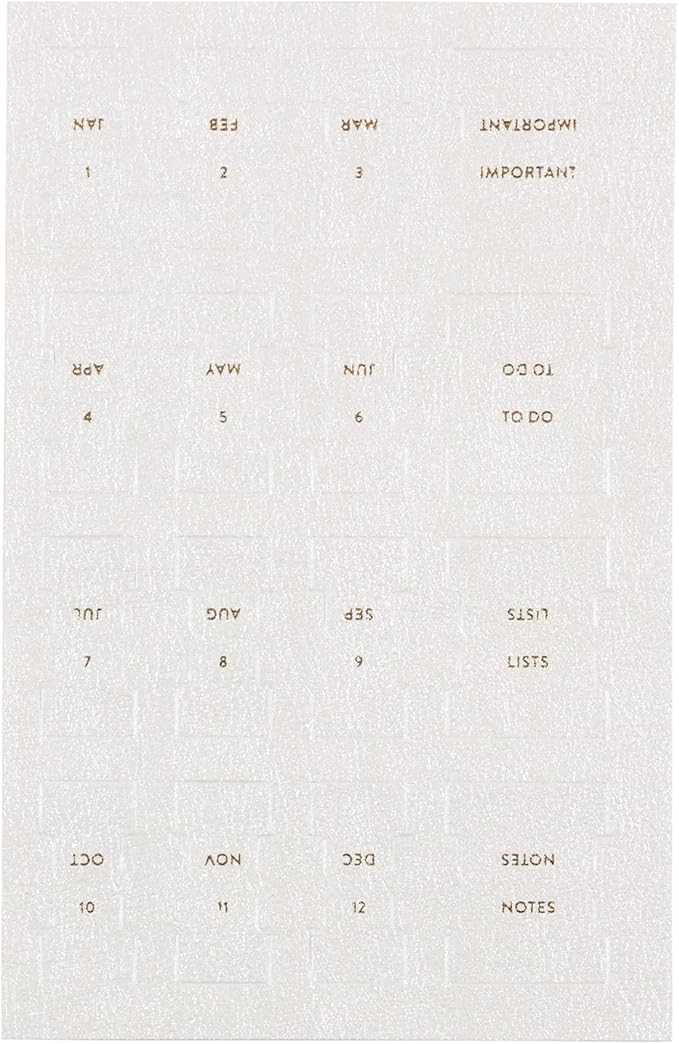 Erin Condren Vegan Leather Monthly Adhesive Tabs, Functional Planner Tabs for Organization, Sticky Index Page Markers, Journal and Notebook Accessories, Ivory + Gold