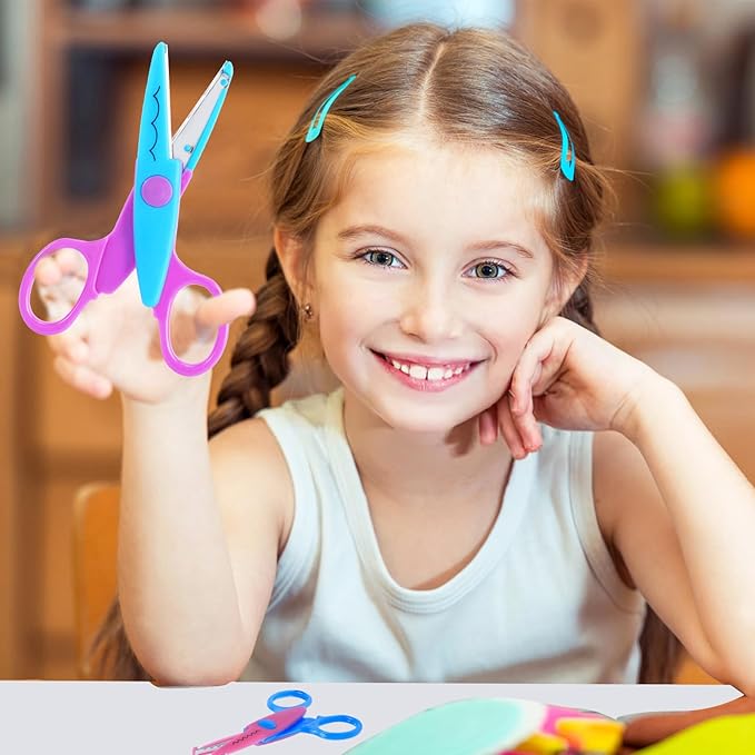 UCEC Craft Scissors Decorative Edge, ABS Resin Scrapbook Scissors with 8 Pattern, Safe for Kids, Smoothly Cutting, Set of 8, Funny&Colorful