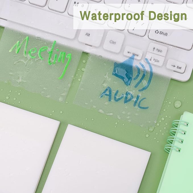 NatureTouch 6 Pack Clear Sticky Notes - Tear-Off Transparent Set for School, Office, Frosted