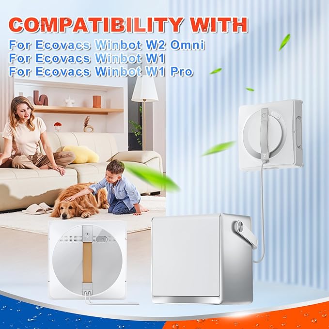 8 Count Cleaning Rag Compatible with Ecovacs Winbot W2 Omni, W1, W1 Pro Window Vacuum Cleaner Robot, Washable Reusable W2 Omni Mop Cloth W1 Mop Pad Accessories