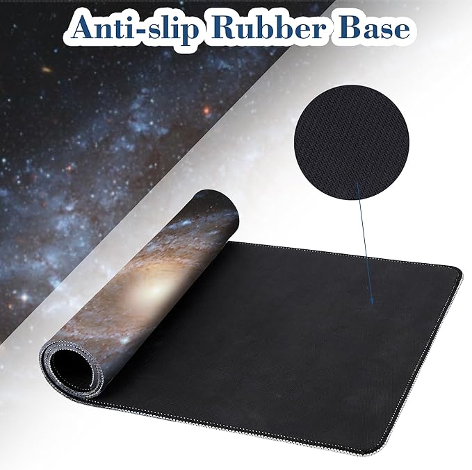 Large Gaming Mouse Pad for Desk Space Universe Galaxy Big Desk Mat Extended Mousepad with Stitched Edge and Non-Slip Base Long Computer Keyboard Mouse Mat for Home Office Work, 11.8 x 31.5 Inch