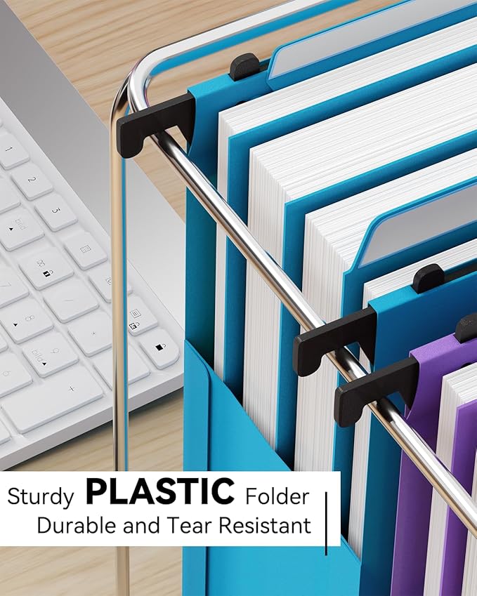 Ansook Plastic Large Capacity Hanging File Folders Letter Size,Heavy Duty 4" Expandable File Folder with Movable Dividers,6 Pack File Cabinet Folders with Tabs,Hanging Folder Organizer for Home Office