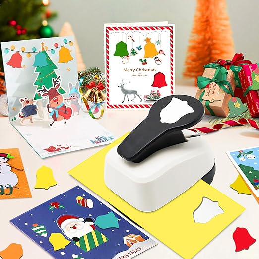 Christmas Punch 1 inch, Bell Punch for Paper Crafting, Bell Shape Hole Puncher for Crafts, Paper Punches for Christmas, Crafts Puncher for Handmade Scrapbook Cards