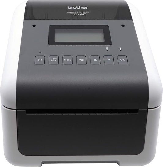 Brother TD-4550DNWB 4-inch Thermal Desktop Barcode and Label Printer, for Labels, Barcodes, Receipts and Tags, 300 dpi, 6 IPS, Standard USB and Serial, Ethernet LAN, Built-in Wi-Fi and Bluetooth,White