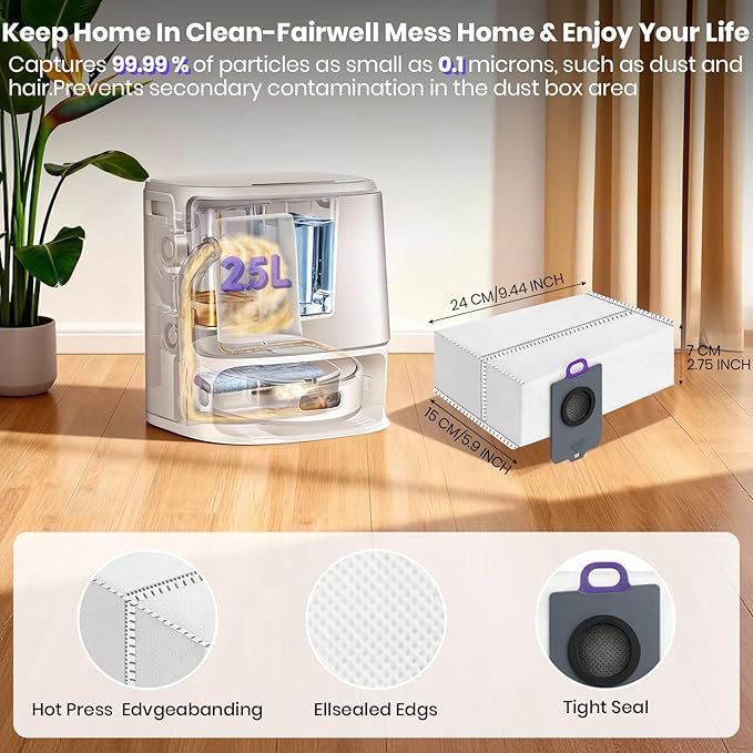 Bluevisk 21 Pack Replacement Accessories Parts for Narwal Flow Replacement Parts Compatible with Narwal Flow Robotic Vacuum Parts with 2 Roller Brush,2 Mops,4 HEAP,6 Dust Bags,6 Side Brushes,1 Brush