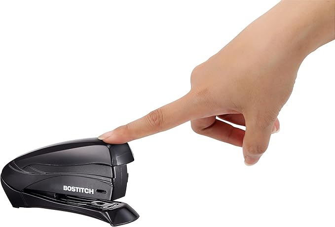 Bostitch Office Inspire Stapler, 15 Sheet Capacity, One Finger Use, No Effort, Spring Powered Stapler, Black (Pack of 2)