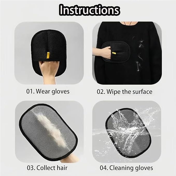 OYXYIGOUCL 3 Pcs Pet Hair Remover Electrostatic Gloves，Pet Hair Removal Glove,Electrostatic Pet Hair Remover Gloves for Furniture, Carpet, and Car Seats - Reusable Pet Grooming Tool (3)
