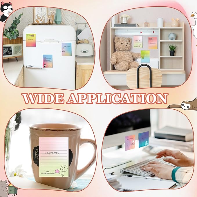 12 Pcs Funny Sticky Notes for Work 4x3 Inches Sarcastic Self Adhesive Notepads Novelty Memo Note Pads for Office Coworker Gifts Employee Appreciation Supplies(Funny,Multi Color)