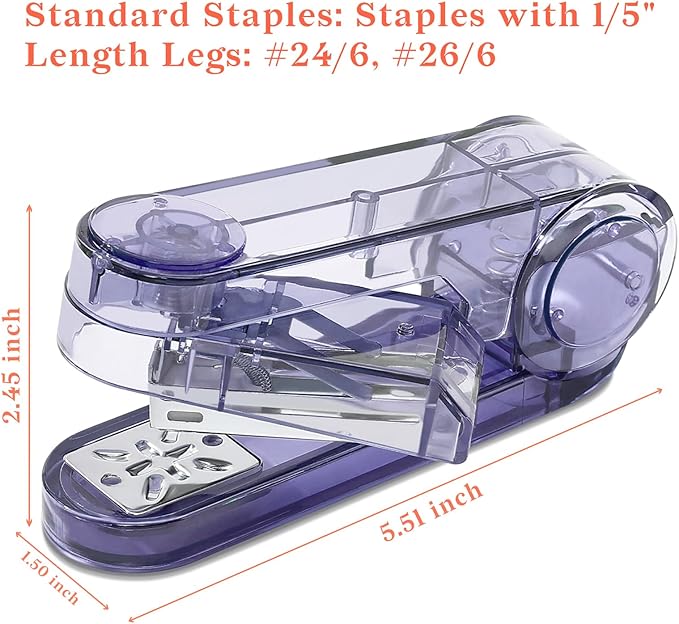 Temiary Swing-Arm Swivel Stapler with 400 Staples, 360 Degree Rotate Desktop Staplers for Booklet or Book Binding, 25 Sheet Capacity for Desk Classroom Office Supplies (Purple)